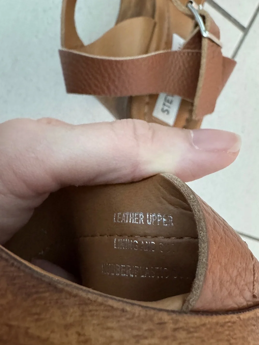 Steve Madden Brown Tan Platform Wedge Sandals with Ankle Strap